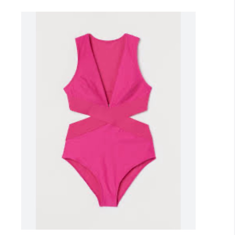 NWT H&M Hot Pink Cutout One-Piece Swimsuit